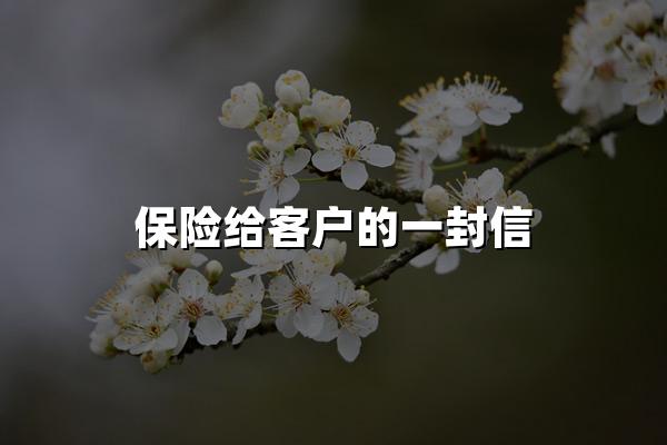 保险给客户的一封信