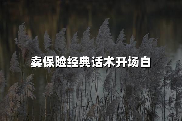 卖保险经典话术开场白