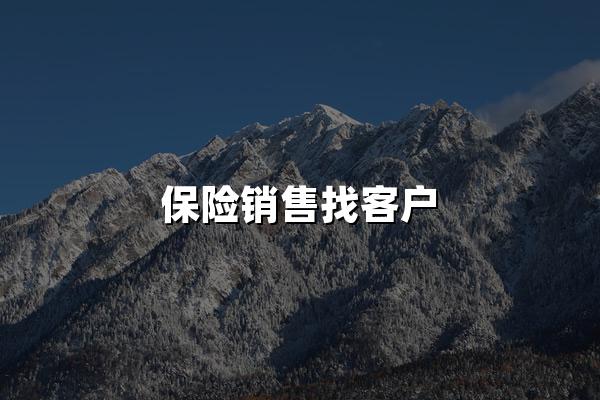 保险销售找客户