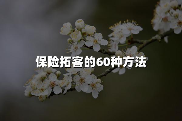 保险拓客的60种方法