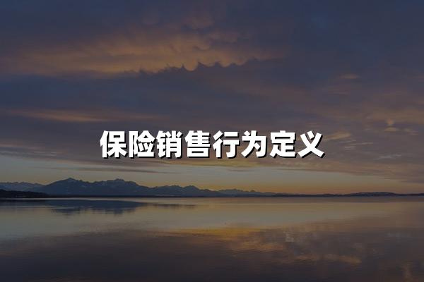 保险销售行为定义