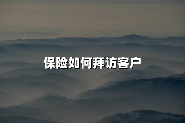 保险如何拜访客户