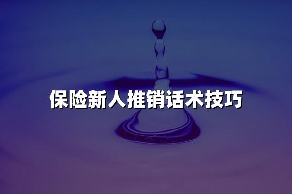 保险新人推销话术技巧