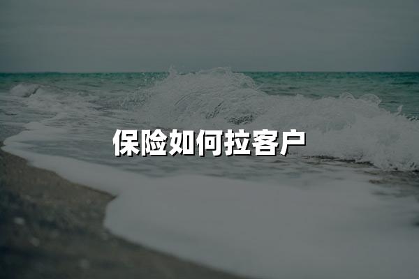 保险如何拉客户