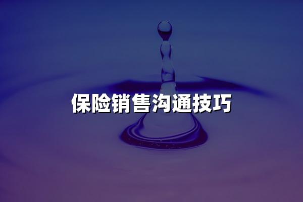 保险销售沟通技巧