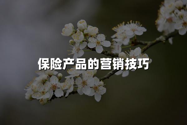 保险产品的营销技巧