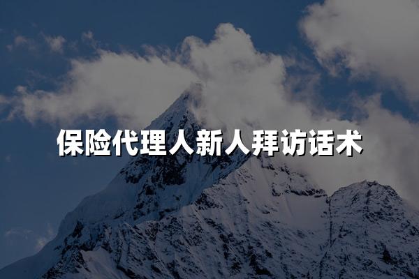 保险代理人新人拜访话术