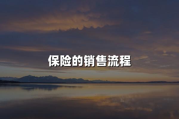 保险的销售流程